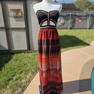 Sans Souci Black and Red Maxi Dress
